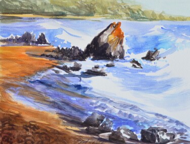 Pintura intitulada "Oceano Pacifico" por Isabel Zuniga Recalde, Obras de arte originais, Aquarela
