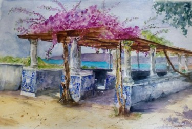 Mirador de Setúbal Pintura intitulada "Mirador de Setúbal" por Isabel Alfarrobinha, Obras de arte originais, Aquarela