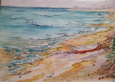 Rio Sado - Praia da Sol tróia Pintura intitulada "Rio Sado - Praia d…" por Isabel Alfarrobinha, Obras de arte originais, Aquarela