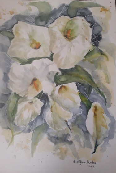 Jarros ao natural Pintura intitulada "Jarros ao natural" por Isabel Alfarrobinha, Obras de arte originais, Aquarela