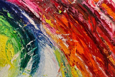 Painting titled "Holi" by Isabell Deltell, Original Artwork, Oil Mounted on Wood Stretcher frame