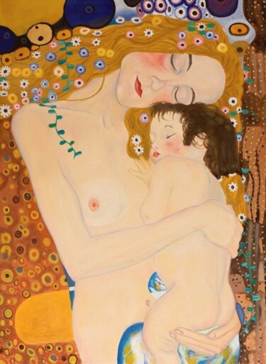 Painting titled "Maternity" by Isabell Deltell, Original Artwork, Oil