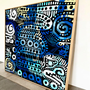 Картина под названием "Dragon Blue" - Isabella Uguagliati, Подлинное произведение искусства, Акрил Установлен на artwork_cat.