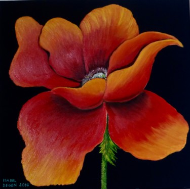 Malerei mit dem Titel "Mohnblume" von Isabel Degen, Original-Kunstwerk, Öl