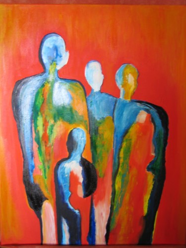 Painting titled "Postacie" by Isabel Degen, Original Artwork, Oil