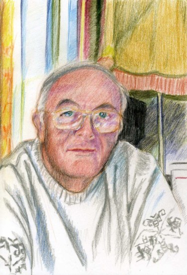 Drawing titled "Portrait Papa" by Isabelle Rombi, Original Artwork, Pencil
