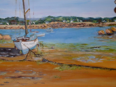 Painting titled "Trégastel La baie d…" by Isabelle Rombi, Original Artwork, Oil