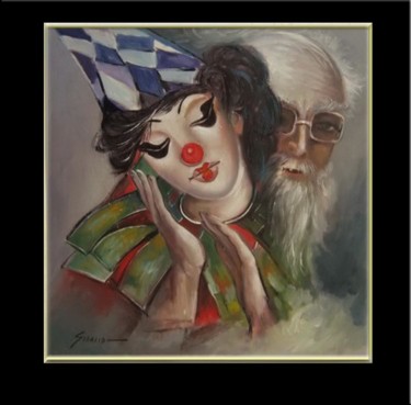 Pittura intitolato "clown" da Isabela Seralio, Opera d'arte originale, Olio
