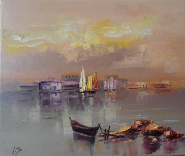 Pintura titulada "marina-cu-barci-8c1…" por Isabela Seralio, Obra de arte original