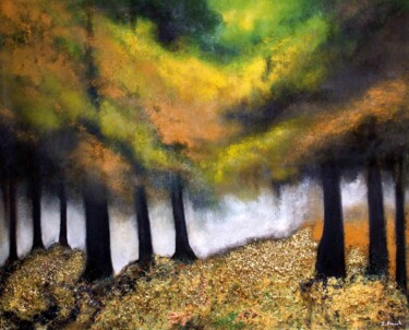 Painting titled "Sparkly Woods" by Isabelle Amante, Original Artwork, Oil