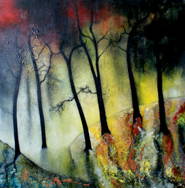 Painting titled "The Devil`s Woods" by Isabelle Amante, Original Artwork, Oil