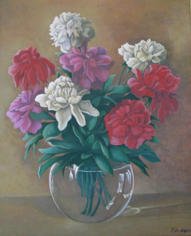 Schilderij getiteld "clat-de-pivoines.jpg" door Isabelle, Origineel Kunstwerk