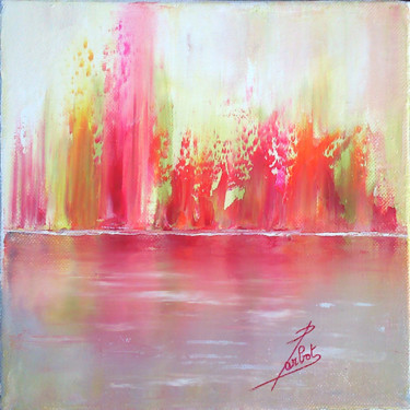 Painting titled "reflets-rose-20-x-2…" by Isabelle Barbot, Original Artwork