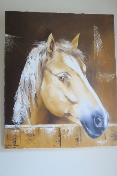 Painting titled "CHEVAL A L'ECURIE" by Zabou, Original Artwork, Oil