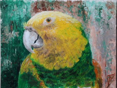 Malerei mit dem Titel "Le Perroquet Vert e…" von Isabelle Blanc, Original-Kunstwerk, Öl
