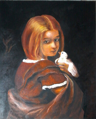 Schilderij getiteld "Léontine et sa colo…" door Isabelle Blanc, Origineel Kunstwerk, Acryl Gemonteerd op Karton