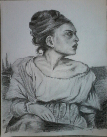 Drawing titled "L'Orpheline de Dela…" by Isabelle Blanc, Original Artwork, Pencil