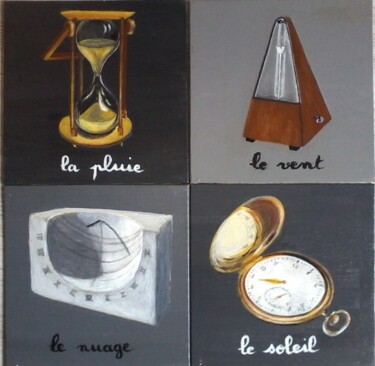 Картина под названием "Quadritptique du te…" - Isabelle Blanc, Подлинное произведение искусства, Акрил Установлен на картон