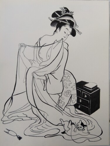 "Estampe Femme 2" başlıklı Resim Isabelle Blanc tarafından, Orijinal sanat, Mürekkep