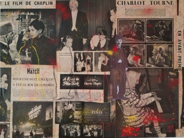 Collages intitulée "Charlot tourne !" par Isabelle Blondel, Œuvre d'art originale, Collages