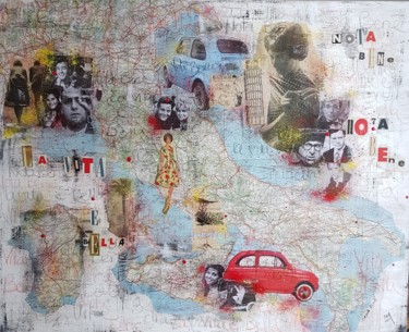 Collages intitulée "Nota bene...la vita…" par Isabelle Blondel, Œuvre d'art originale, Collages