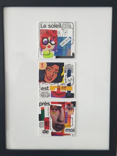 Collages titled ""Le soleil est près…" by Isabelle Blondel, Original Artwork, Collages