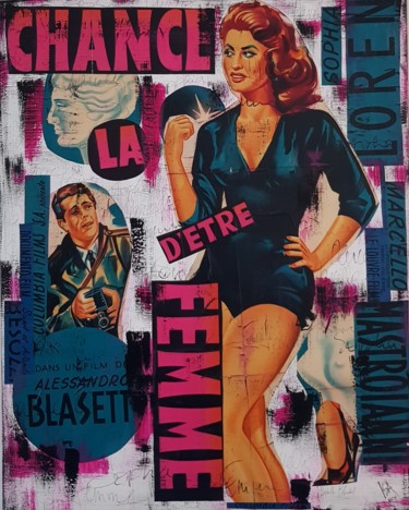 Collagen mit dem Titel ""La chance d'Être F…" von Isabelle Blondel, Original-Kunstwerk, Collagen