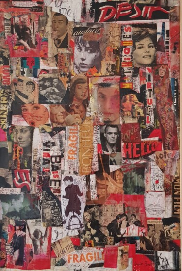 Collages titled ""Coupures de vie Ac…" by Isabelle Blondel, Original Artwork, Collages