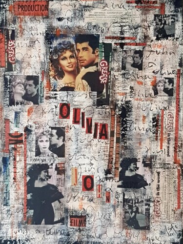 Collages intitulée ""Just John & Olivia…" par Isabelle Blondel, Œuvre d'art originale, Collages
