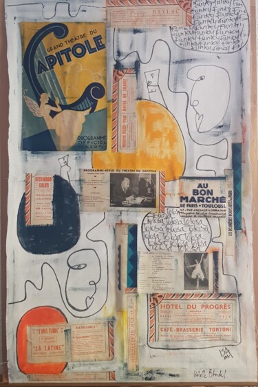 "Funky Tolosa" başlıklı Kolaj Isabelle Blondel tarafından, Orijinal sanat, Kolaj