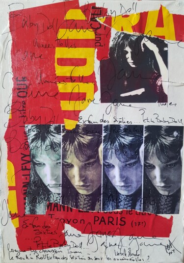 Collages titled "Ex fan des sixties.…" by Isabelle Blondel, Original Artwork, Collages