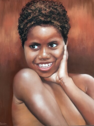Peinture intitulée "Jeune fille" par Isabelle Boccalini, Œuvre d'art originale, Pastel