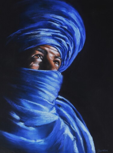 Painting titled "Portrait de Tahar" by Isabelle Boccalini, Original Artwork, Pastel