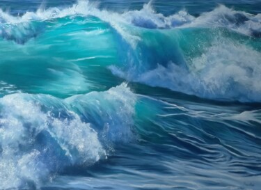 Painting titled "Vague" by Isabelle Boccalini, Original Artwork, Pastel