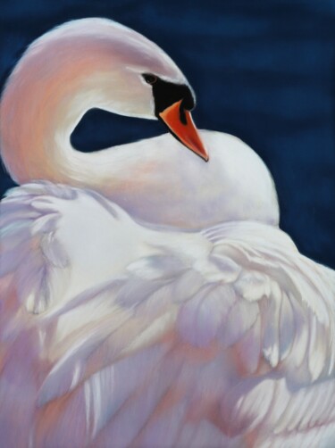 Painting titled "Cygne" by Isabelle Boccalini, Original Artwork, Pastel