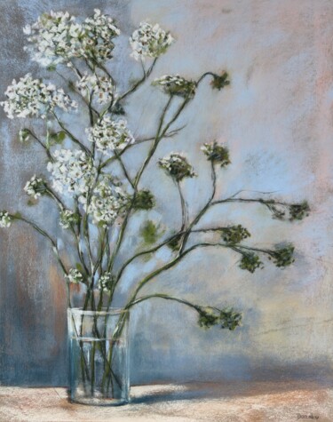 Malerei mit dem Titel "bouquet blanc" von Isabelle Boccalini, Original-Kunstwerk, Pastell
