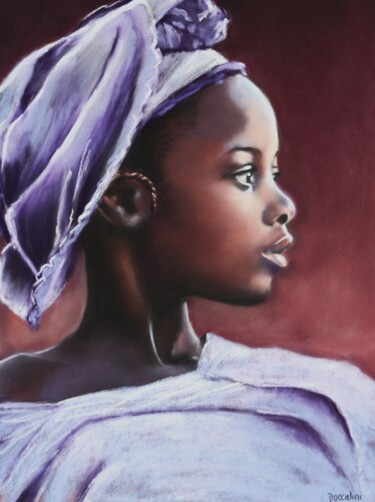 Painting titled "Awa" by Isabelle Boccalini, Original Artwork, Pastel