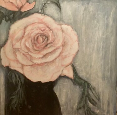 Painting titled "Rose" by Isabelle Bossé (Ïza), Original Artwork, Acrylic Mounted on Wood Stretcher frame