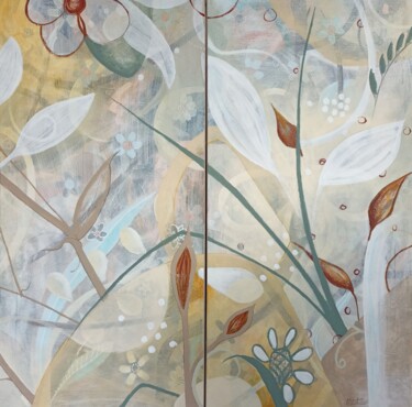 Peinture intitulée "Abstraction végétal…" par Isabelle Bout, Œuvre d'art originale, Acrylique Monté sur Châssis en bois