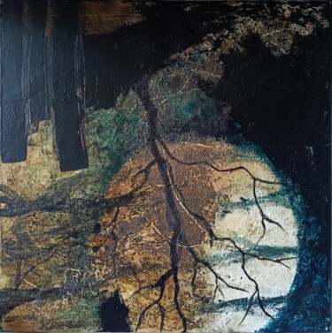 Schilderij getiteld "La lune , dans la f…" door Isabelle Bout, Origineel Kunstwerk, Acryl