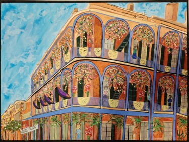 Painting titled "French Quarter of N…" by Isabelle Breteau (Zabougne), Original Artwork, Acrylic