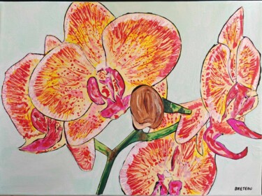 Pintura titulada "Orchidée" por Isabelle Breteau (Zabougne), Obra de arte original, Acrílico