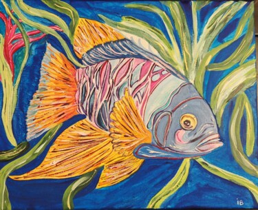 Painting titled "The Fish" by Isabelle Breteau (Zabougne), Original Artwork, Acrylic