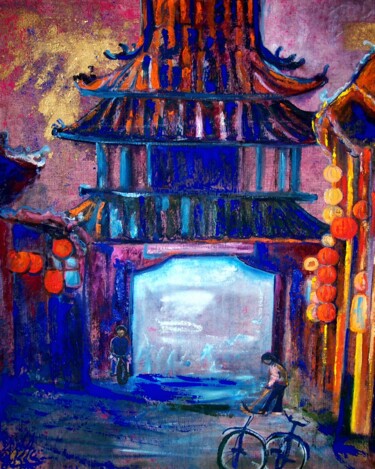 Pintura titulada "PORTE DE CHINE" por Isabelle Brisset, Obra de arte original, Pigmentos