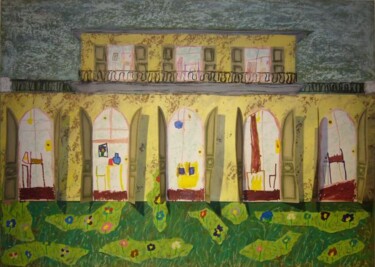 Peinture intitulée "La maison (travail…" par Isabelle C. Bruggimann, Œuvre d'art originale