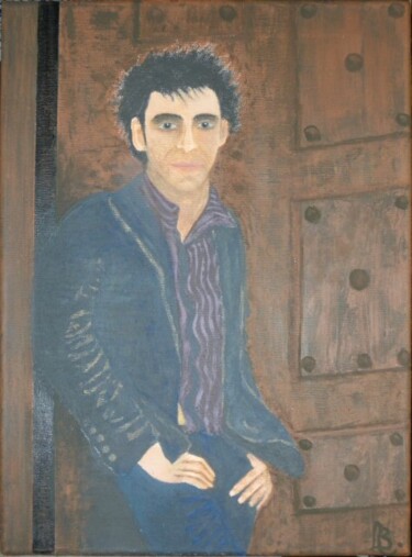 Painting titled "Homme à la porte" by Isabelle C. Bruggimann, Original Artwork