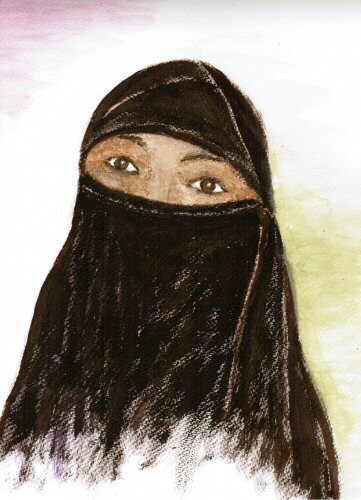 Painting titled "Niqab" by Isabelle C. Bruggimann, Original Artwork