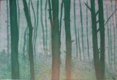 Pintura intitulada "La forêt imaginaire" por Isabelle C. Bruggimann, Obras de arte originais