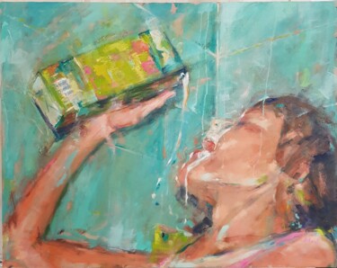 Картина под названием "Rafraichissement" - Isabelle Cotillard, Подлинное произведение искусства, Масло Установлен на Деревян…