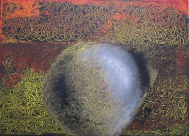 Peinture intitulée "BOULE AU VENTRE 33X…" par Isabelle Delamarre, Œuvre d'art originale, Acrylique